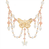 Romantic Butterfly Love Heart Pearl Pendant Necklace for Women