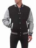 Men's Color Matching Button Up Letterman Jackets