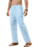 Men's Cotton Linen Elastic Waist Casual Straight-Leg Pants