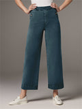 Elegant High-Rise Solid Color Straight-Leg Jeans for Lady