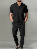 Men's Holiday Short Sleeve Lapel Shirt + Sweatpants Sets