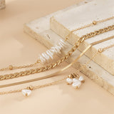 Women's 4pcs/Set Irregular Faux Pearls Beaded Necklaces