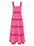 Female Tiered Wave Stripe Strap Dresses