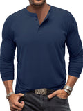 Men's Stretchy Slim Fit Casual Long Sleeve Henley Shirt