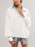 Oversized Side Split Lantern Sleeve Sweatshirt for Women