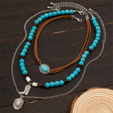 3pcs/Set Turquoise Stone Boot Crystal Pendant Necklaces