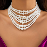 Imitation White Pearls Elegant Necklaces for Ladies