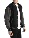 Men's Color Matching Button Up Letterman Jackets