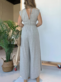 Leisure Wide-legged Deep V Jumpsuit for Women