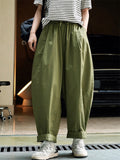 Ladies Summer Casual Light Spliced Wide-Leg Pants