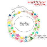 2Pcs/Set Colorful Star Flower Love Heart Mushroom Pearl Necklaces