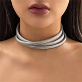 Exaggerated Punk Layered Metal Chunky Necklace for Women