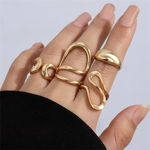 4pcs/Set Irregular C-Shaped Open Rings for Women