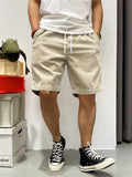 Men's Stylish Drawstring Corduroy Knee Length Shorts