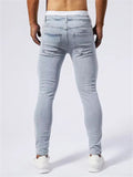 Men's Patchwork Ripped Slim Fit Skinny Jeans