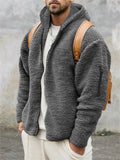 Men's Fashion Cozy Zip Up Plush Hooded Outerwear