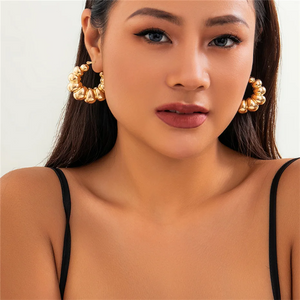 Vintage Exaggerated Bubble Hoop Earrings for Lady