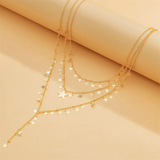 Ladies Sparkling 3pcs/Set Five-Pointed Stars Necklaces