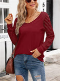 Ladies Daily V Neck Visible Long Sleeve Shirt