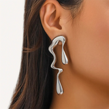 Flowing Water Shaped Exaggerated Earrings for Women