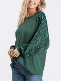 Fashion Sequins Long Sleeve Round Neck Shirt for Women