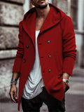 Men's Trendy Double-Breasted Hooded Casual Woolen Coat