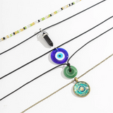 Women's 5Pcs/Set Devil's Eye Jade Pendant Necklaces