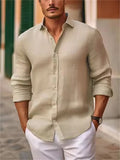 Men's Leisure Holiday Slim Fit Solid Color Button Up Shirts