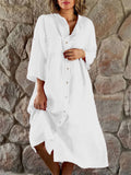 Women's Super Soft Cotton Linen Extra Loose Button Dress