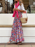 Fashionable Colorful Flower Ruffled Skirt for Lady