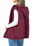 Women's Comfortable Diamond Plaid Hooded Vest Padded Coat