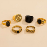 Men's Handmade Skull Letter Hip Hop Vintage Ring Sets