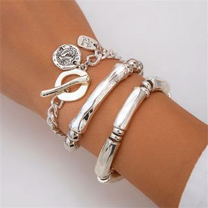 3pcs/Set Coin OT Buckle Charm Bracelets for Ladies