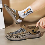 Hollow Out Beach Braided Velcro Sandals for Male