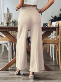 Ladies Fashion Solid Color Pleated Pants with Pockets