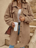 Women's Cute Fluffy Lapel Button Mid-Length Coat