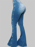 Female Trendy Sexy High-rise Stretch Flared Jeans