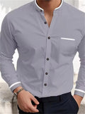 Men's Business Party Holiday Contrast Color Stand Collad Shirts