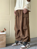 Men's Corduroy Lace Up Multi-Pocket Baggy Cargo Pants