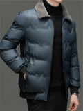 Men's Bee Letter Badge Fur Collar Down Coats