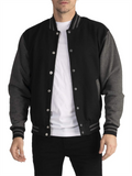 Men's Color Matching Button Up Letterman Jackets