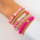 Sweet 5pcs/Set Ceramic Acrylic Beads Letter LOVE Bracelets