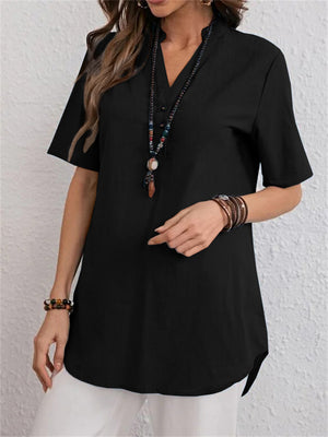 Women's Summer Pure Color Trendy V Neck Shirts