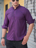 Simple Turn-Down Collar Button Up Long Sleeve Shirt for Men