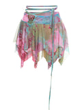 Flared Sleeve Shirt Lace-Up Bra Butterfly Skirt Women's Bikini Set