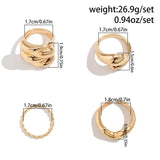 Women's 4Pcs/Set Fashion Luxury Irregular Geometry Rings