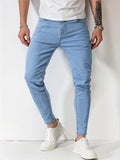 Men's Casual Fashionable Light Blue Stretchy Skinny Jeans