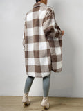 Women's Chic Plaid Print Warm Plush Long Coat