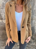 Women's Autumn Keep Warm Solid Color Lapel Woollen Coat