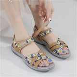 Ethnic Rhombic Pattern Cross Strap Holiday Sandals for Women